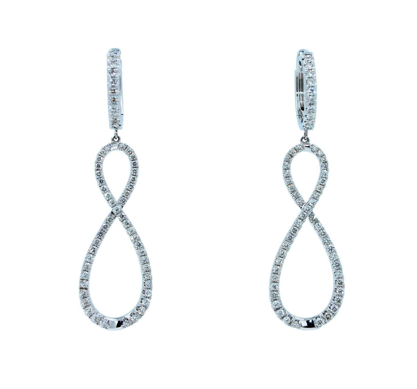 2.5 carat fancy round pear shape brilliant cut diamond hoop 14 karat white gold 