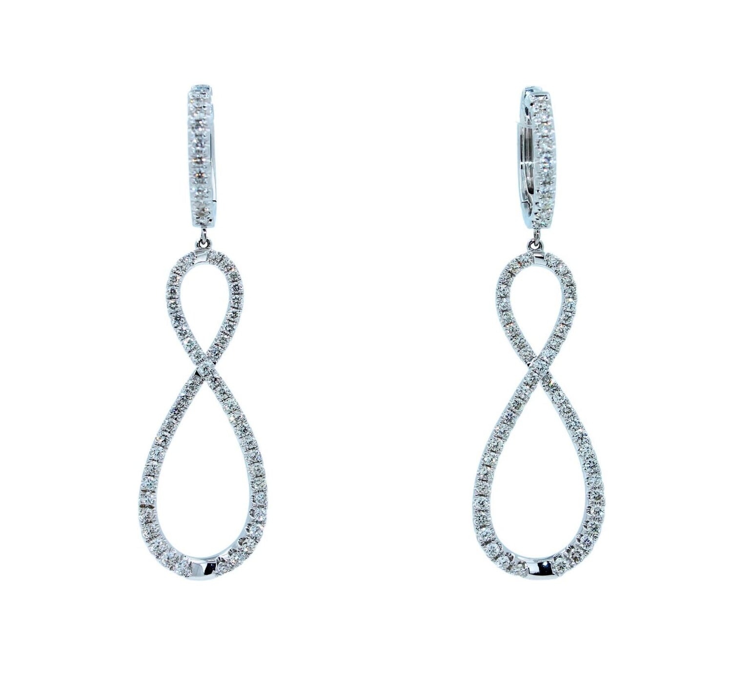 2.5 Carat Fancy Round Pear Shape Brilliant Cut Diamond Hoop 14 Karat White Gold 