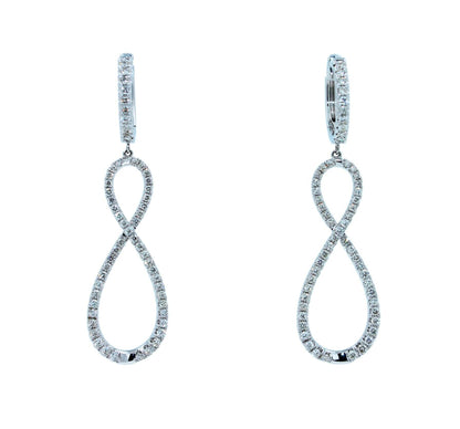 2.5 Carat Fancy Round Pear Shape Brilliant Cut Diamond Hoop 14 Karat White Gold 
