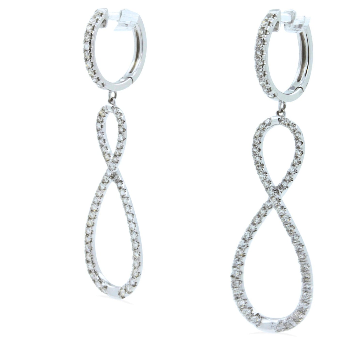 2.5 carat fancy round pear shape brilliant cut diamond hoop 14 karat white gold 