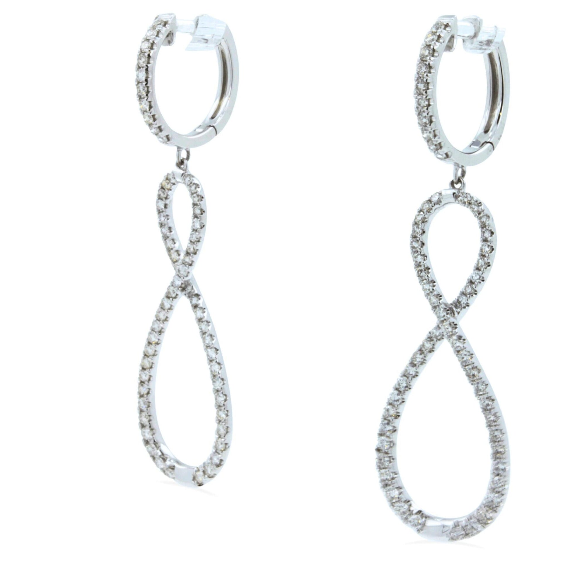 2.5 Carat Fancy Round Pear Shape Brilliant Cut Diamond Hoop 14 Karat White Gold 