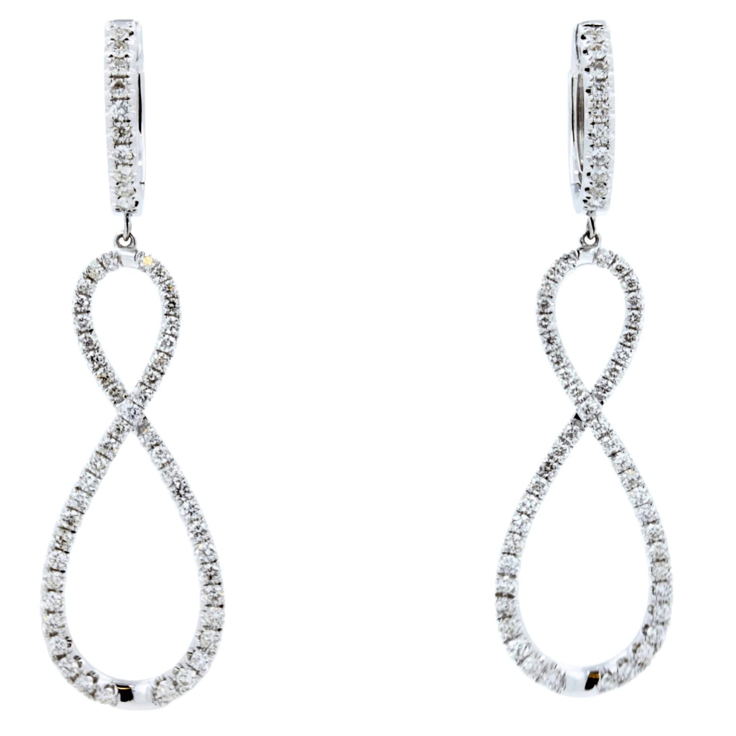 2.5 carat fancy round pear shape brilliant cut diamond hoop 14 karat white gold 