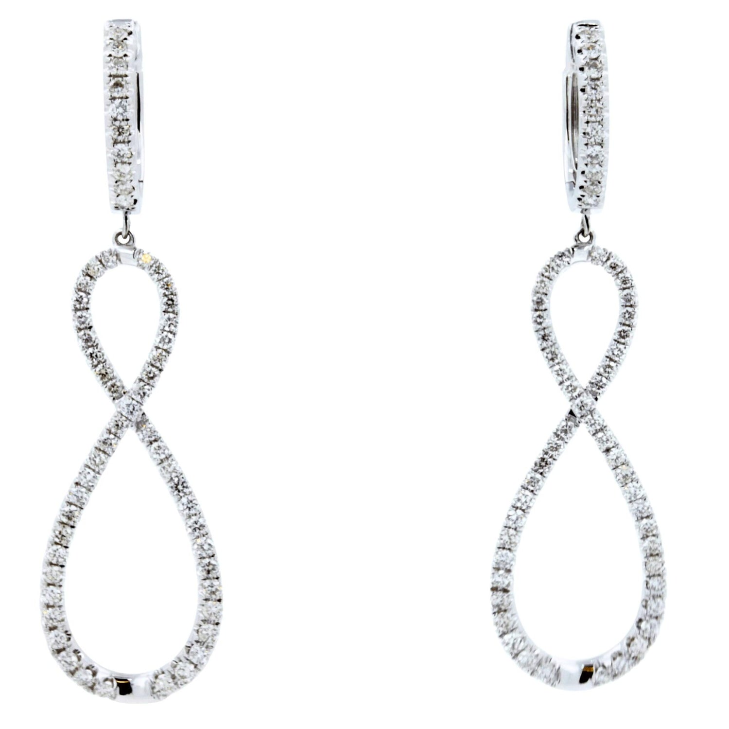 2.5 Carat Fancy Round Pear Shape Brilliant Cut Diamond Hoop 14 Karat White Gold 
