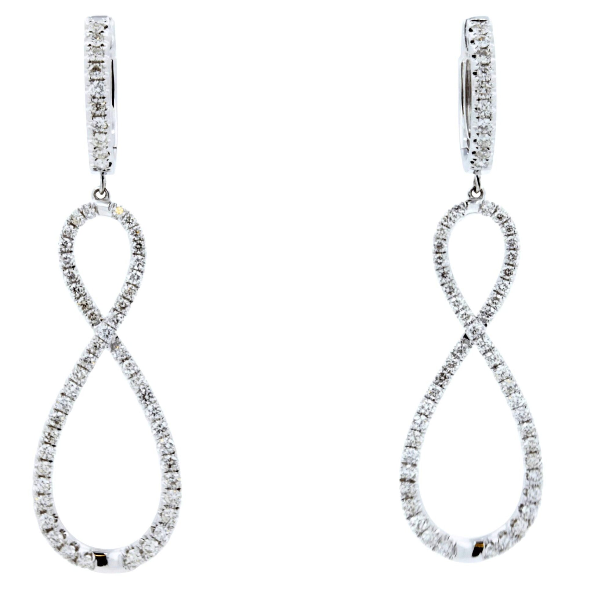 2.5 Carat Fancy Round Pear Shape Brilliant Cut Diamond Hoop 14 Karat White Gold 