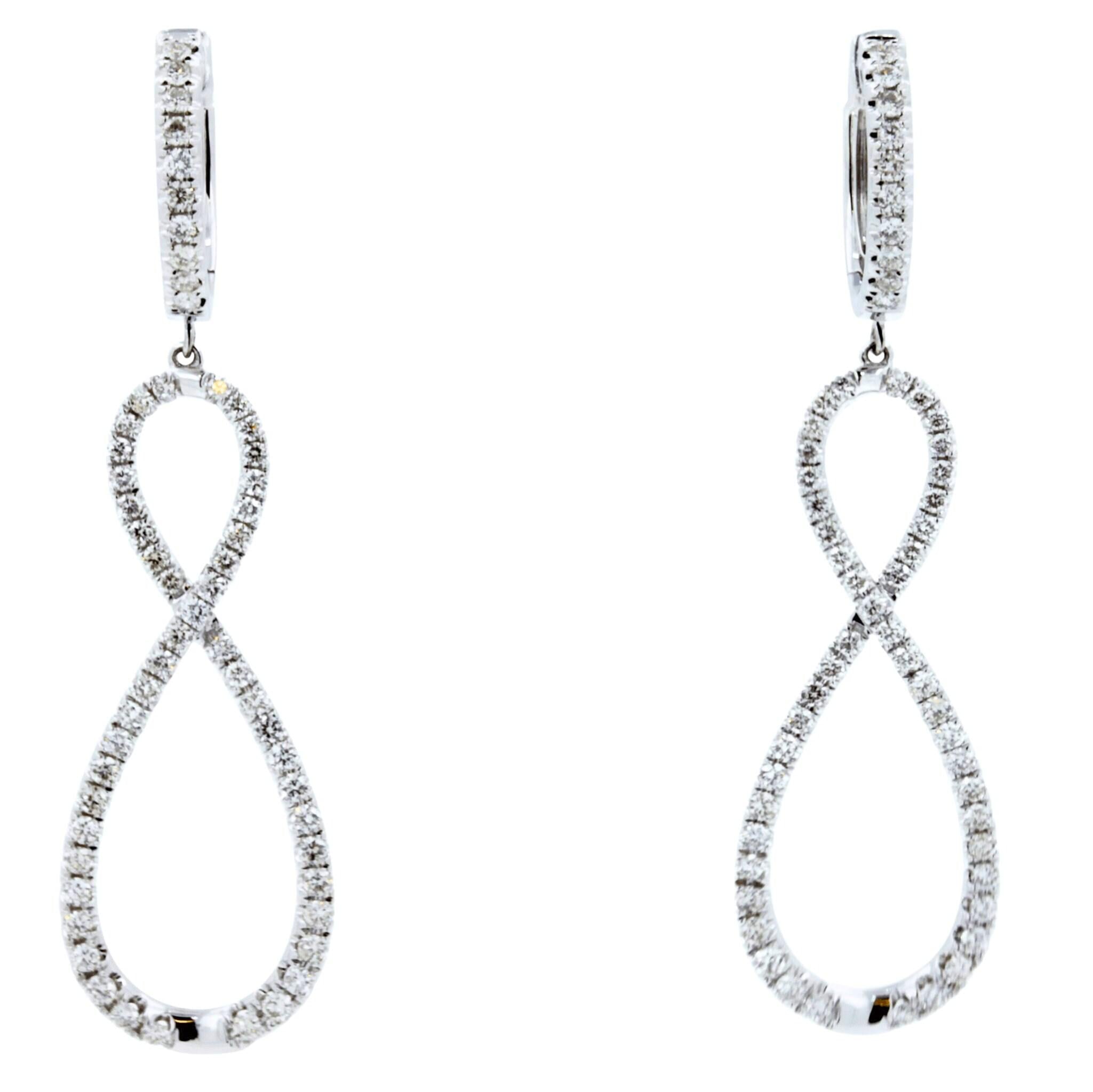 2.5 Carat Fancy Round Pear Shape Brilliant Cut Diamond Hoop 14 Karat White Gold 