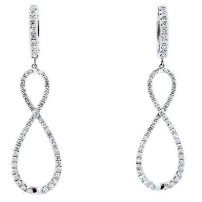 2.5 Carat Fancy Round Pear Shape Brilliant Cut Diamond Hoop 14 Karat White Gold 