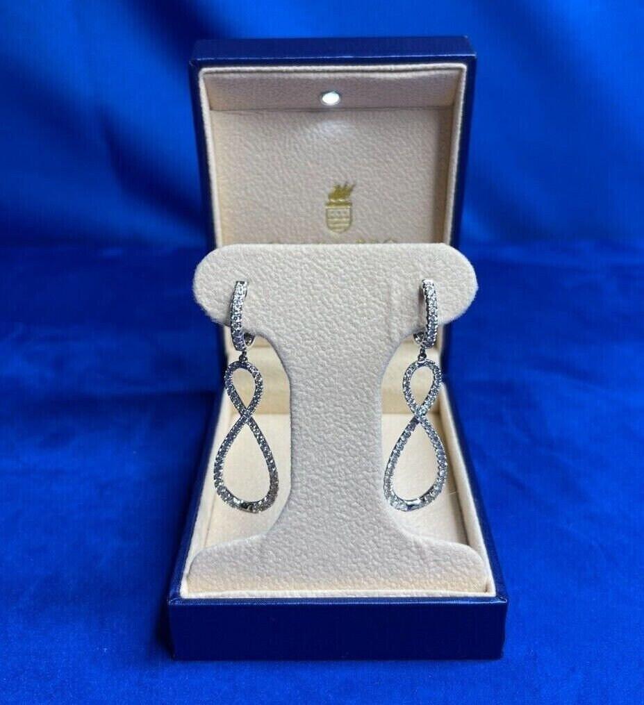 2.5 Carat Fancy Round Pear Shape Brilliant Cut Diamond Hoop 14 Karat White Gold 