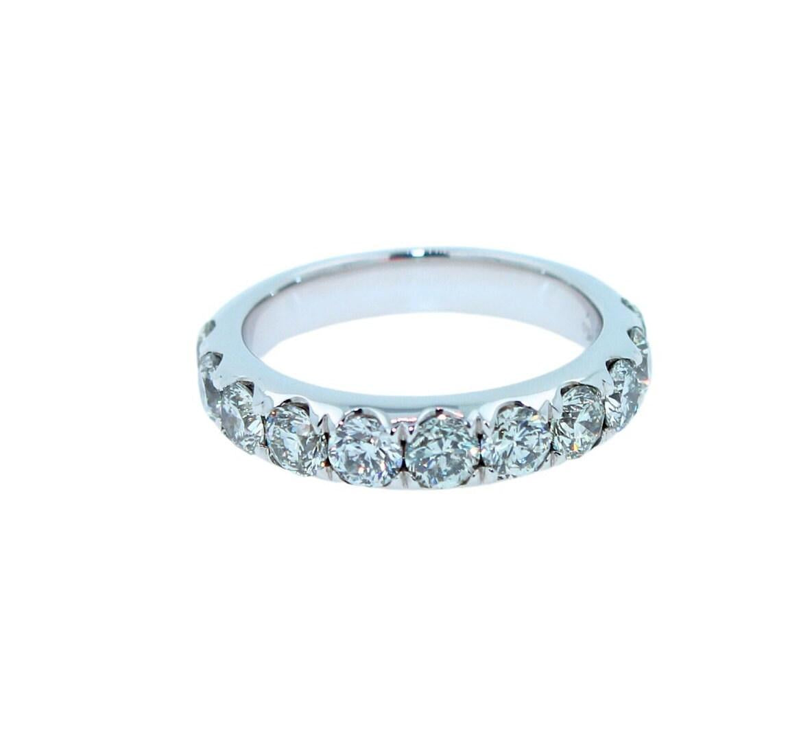 2 Carat Classic Round Shape Brilliant Cut Diamond Wide Eternity Half Way Wedding