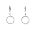 2 Carat  Round Circle Shape Brilliant Cut Diamond Hoop 14 Karat White Gold Huggi