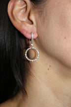 2 Carat  Round Circle Shape Brilliant Cut Diamond Hoop 14 Karat White Gold Huggi