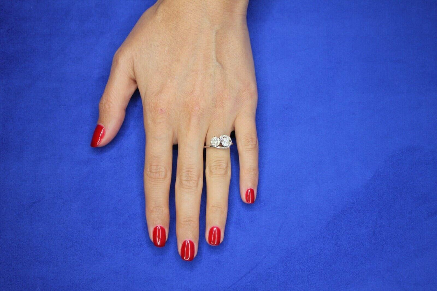 2 Carats Round Shape Brilliant Cut Diamond Double Solitaires Two Stone Spiral Ha