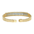French Cut Blue Sapphire & Diamond 18K Yellow Gold Unique Bracelet
