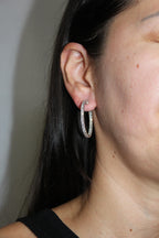 3 Carat Diamond Hoop 14 Karat White Gold Classic Medium Four Carat Earrings
