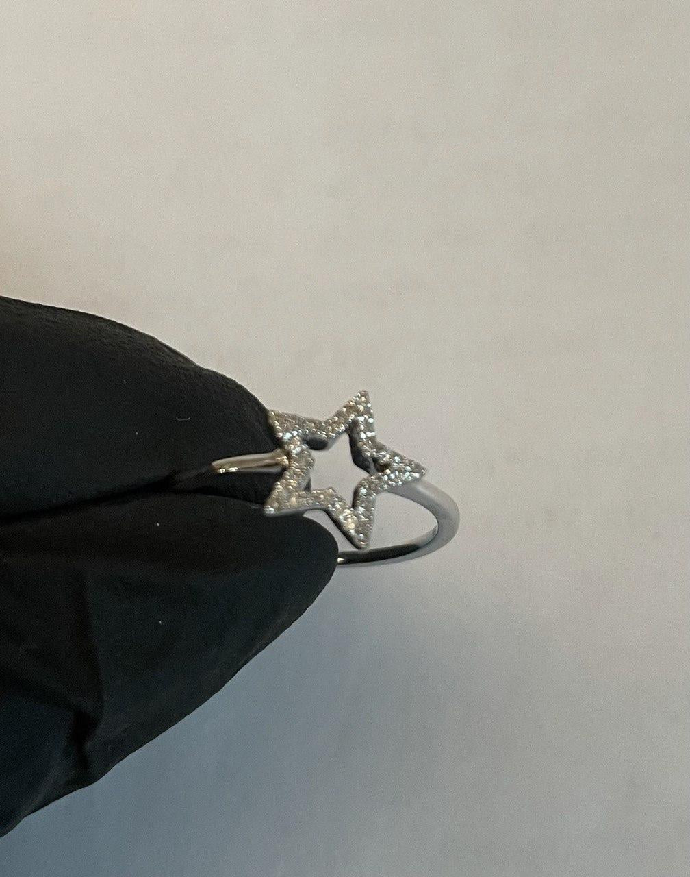 star white diamond brilliant 14k white gold dainty fun statement ring