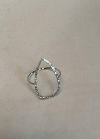 Drop Geometric Minimalist Brilliant Cut White Diamond 14 Karat White Gold Ring