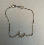 Lunar Moon Star White Brilliant Diamond Pave 18 Karat White Gold Chain Bracelet