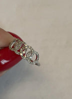 Infinity Circles Round Brilliant Cut White Diamond 14 Karat White Gold Ring