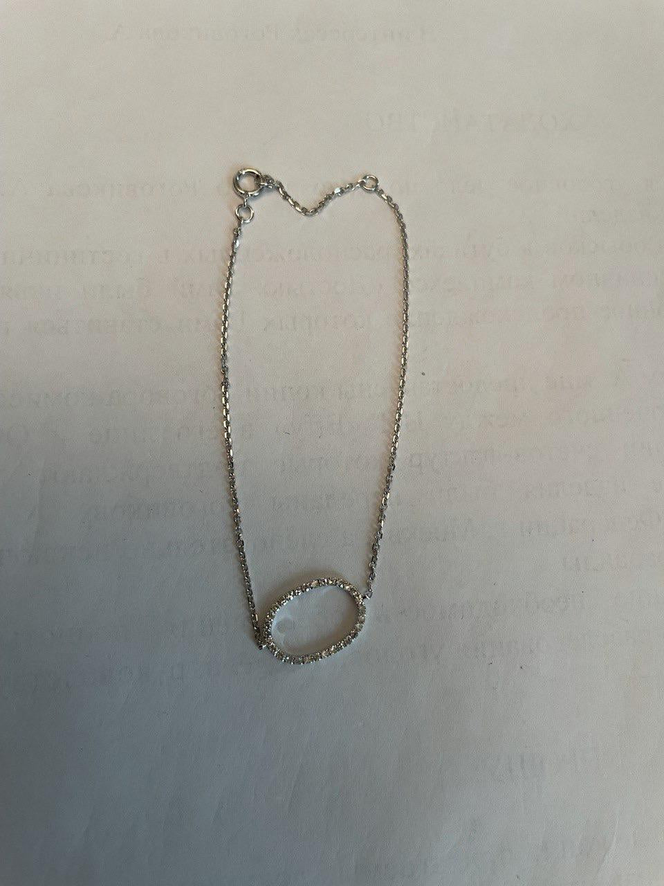 Classic Diamond Oval Shape Statement 14K White Gold Chain Minimalistic Bracelet