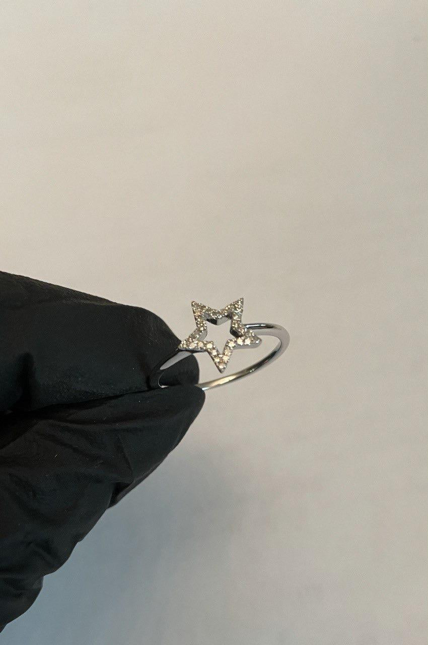 star white diamond brilliant 14k white gold dainty fun statement minimalist ring