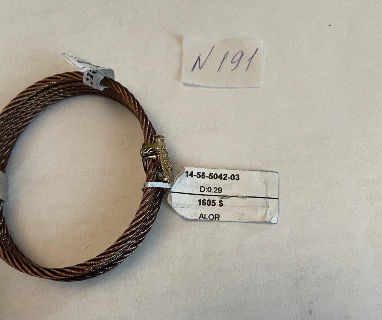 Cable Multi Row with 18K White Gold Brown Diamonds Filigree Statement Bracelet