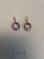 Violet Pink Amethyst Diamonds Halo Set 14K Yellow Gold Drop Unique Earrings