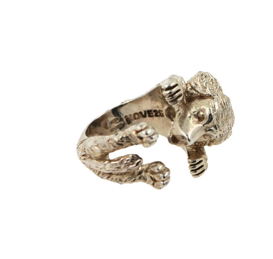 925 Sterling Silver Dog Puppy Animal Cute Labrador Golden Retriever Hug Statemen