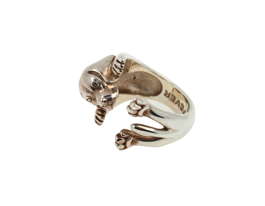 925 Sterling Silver Dog Puppy Animal Nature Cute Beagle Statement Open Hug Ring