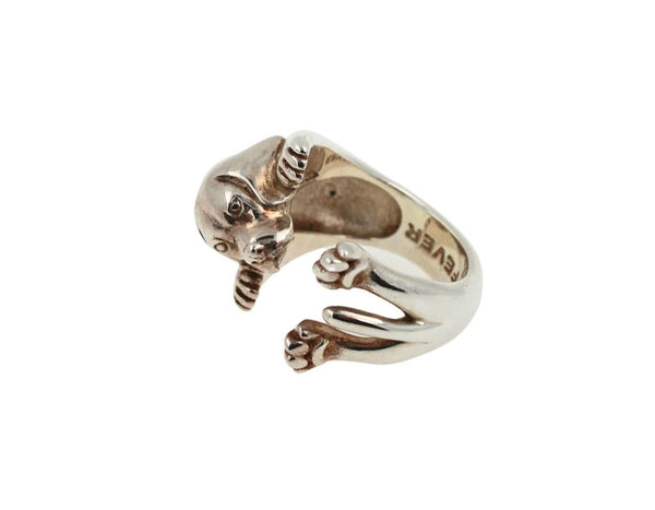 925 Sterling Silver Dog Puppy Animal Nature Cute Beagle Statement Open Hug Ring