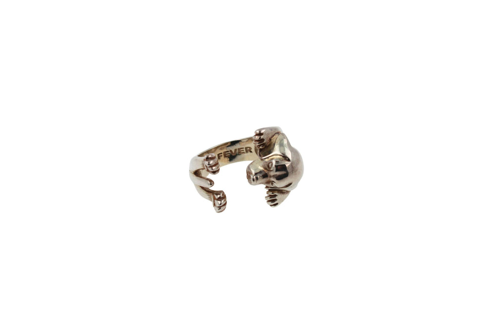 925 Sterling Silver Dog Puppy Animal Nature Cute Beagle Statement Open Hug Ring