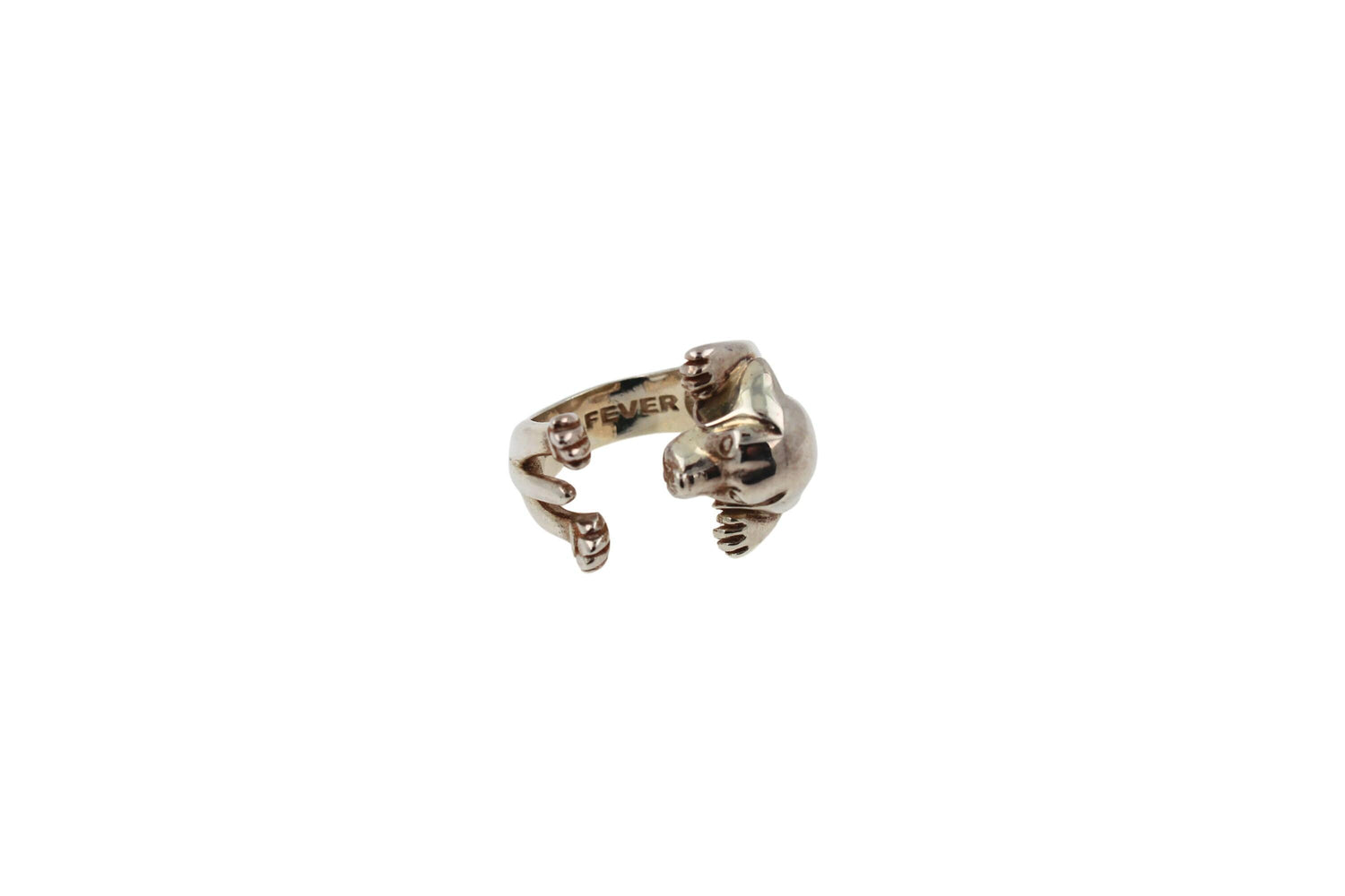 925 Sterling Silver Dog Puppy Animal Nature Cute Beagle Statement Open Hug Ring
