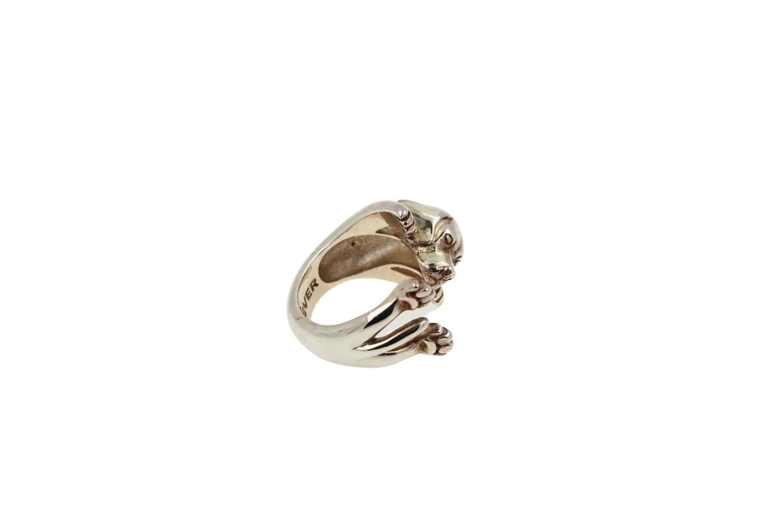 925 Sterling Silver Dog Puppy Animal Nature Cute Beagle Statement Open Hug Ring
