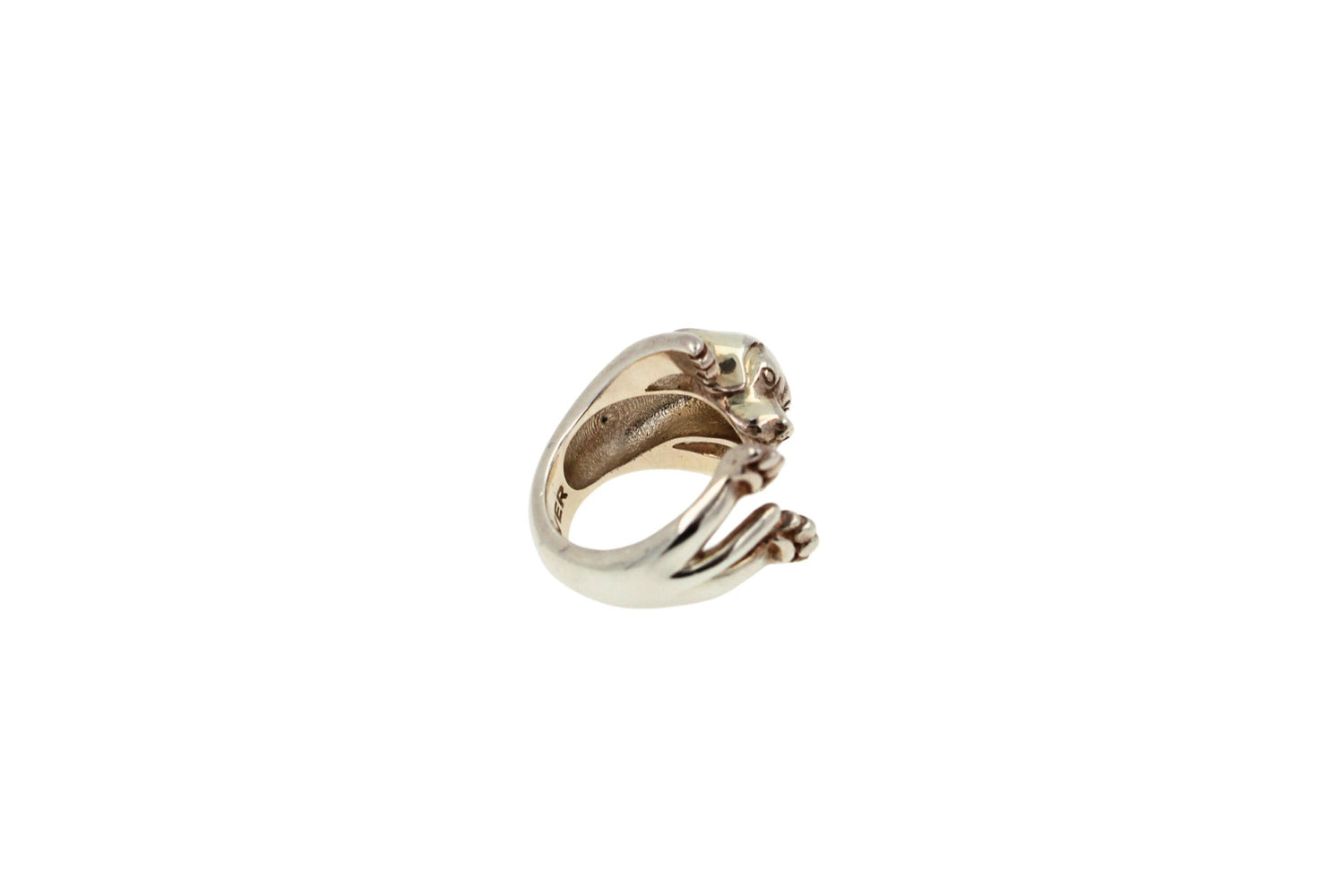 925 Sterling Silver Dog Puppy Animal Nature Cute Beagle Statement Open Hug Ring