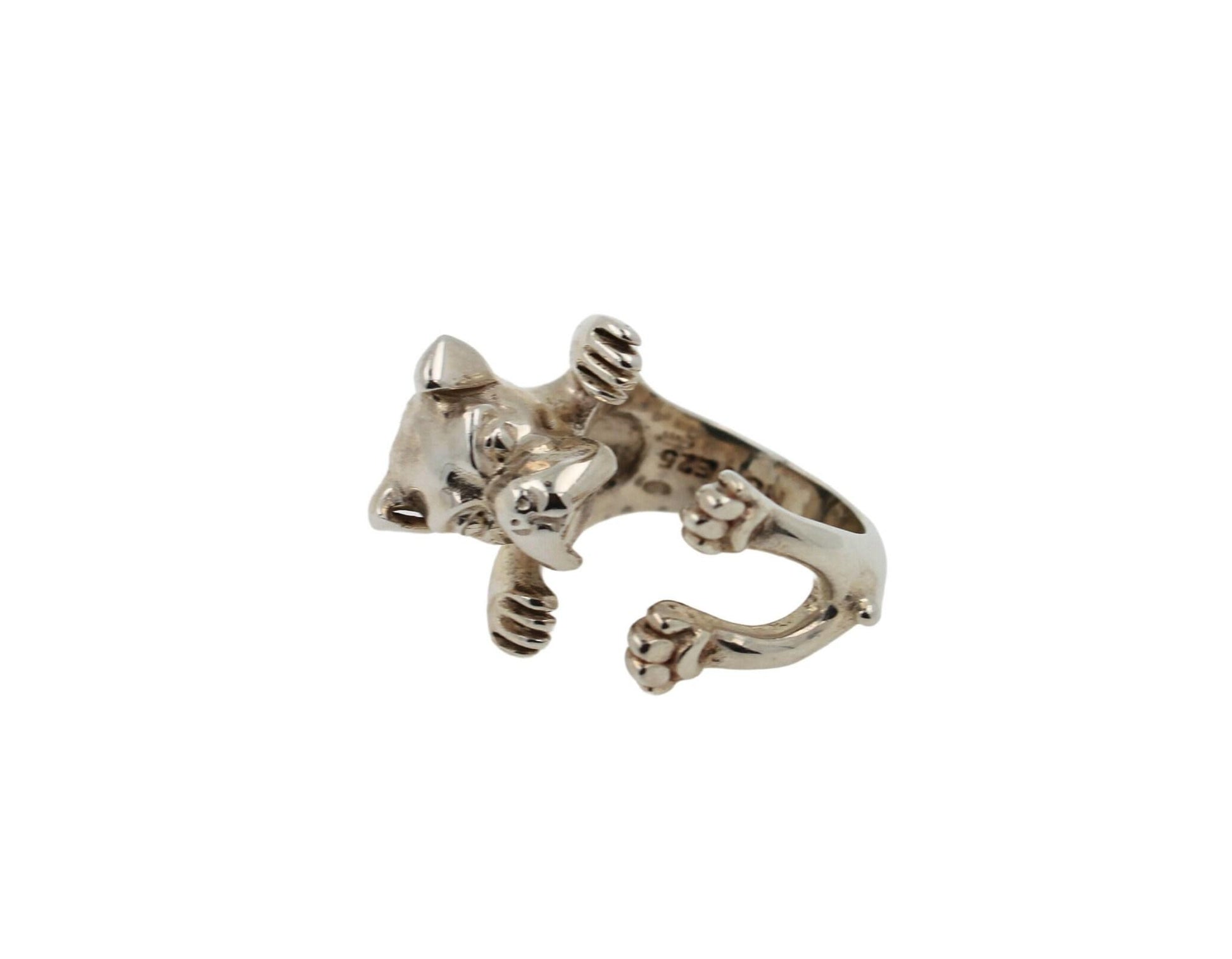 925 Sterling Silver Dog Puppy Animal Nature Cute Boxer Open Hug Statement Ring