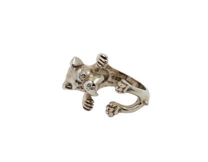 925 Sterling Silver Dog Puppy Animal Nature Cute Boxer Open Hug Statement Ring