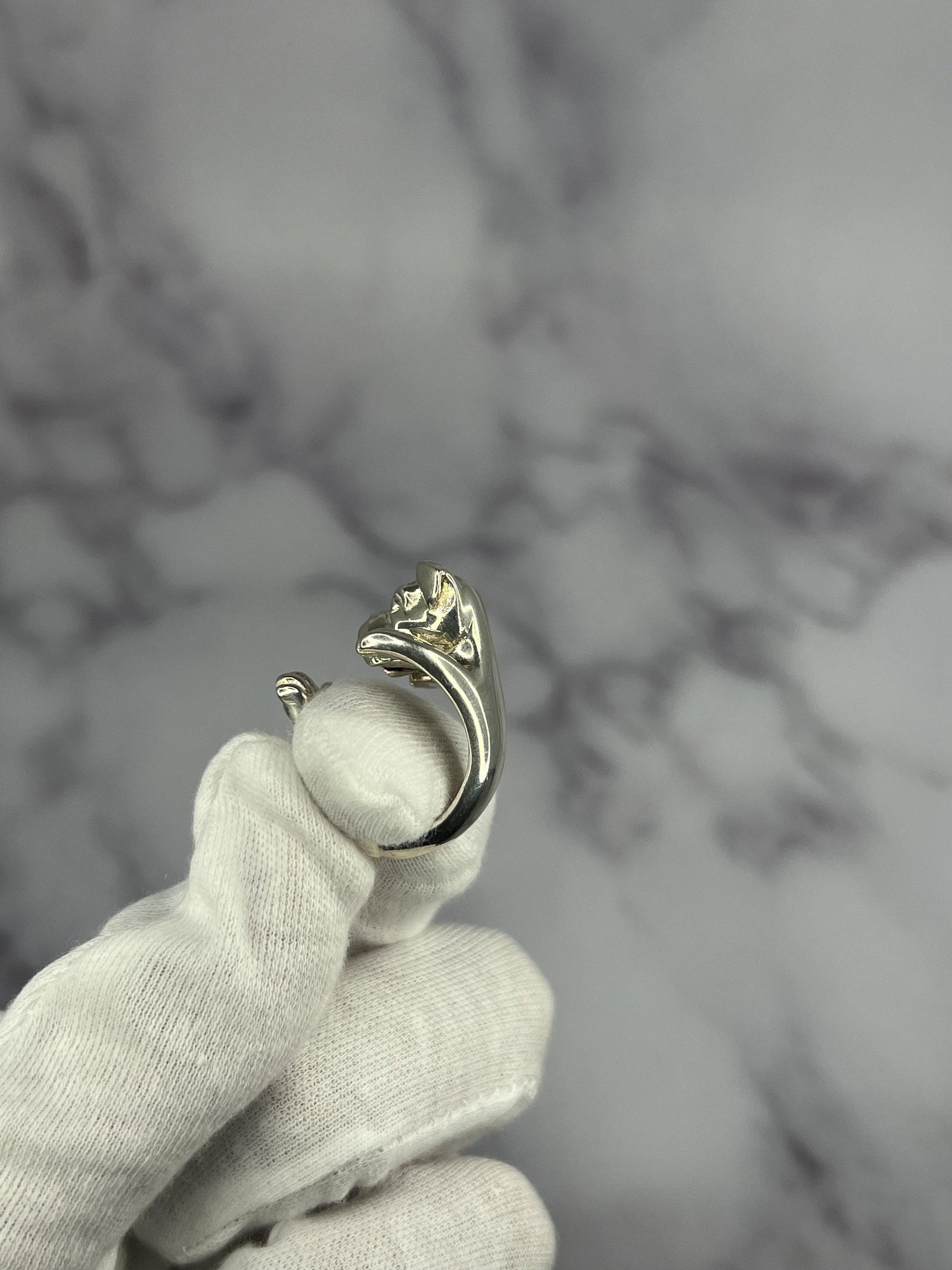 925 Sterling Silver Dog Puppy Animal Nature Cute Boxer Open Hug Statement Ring