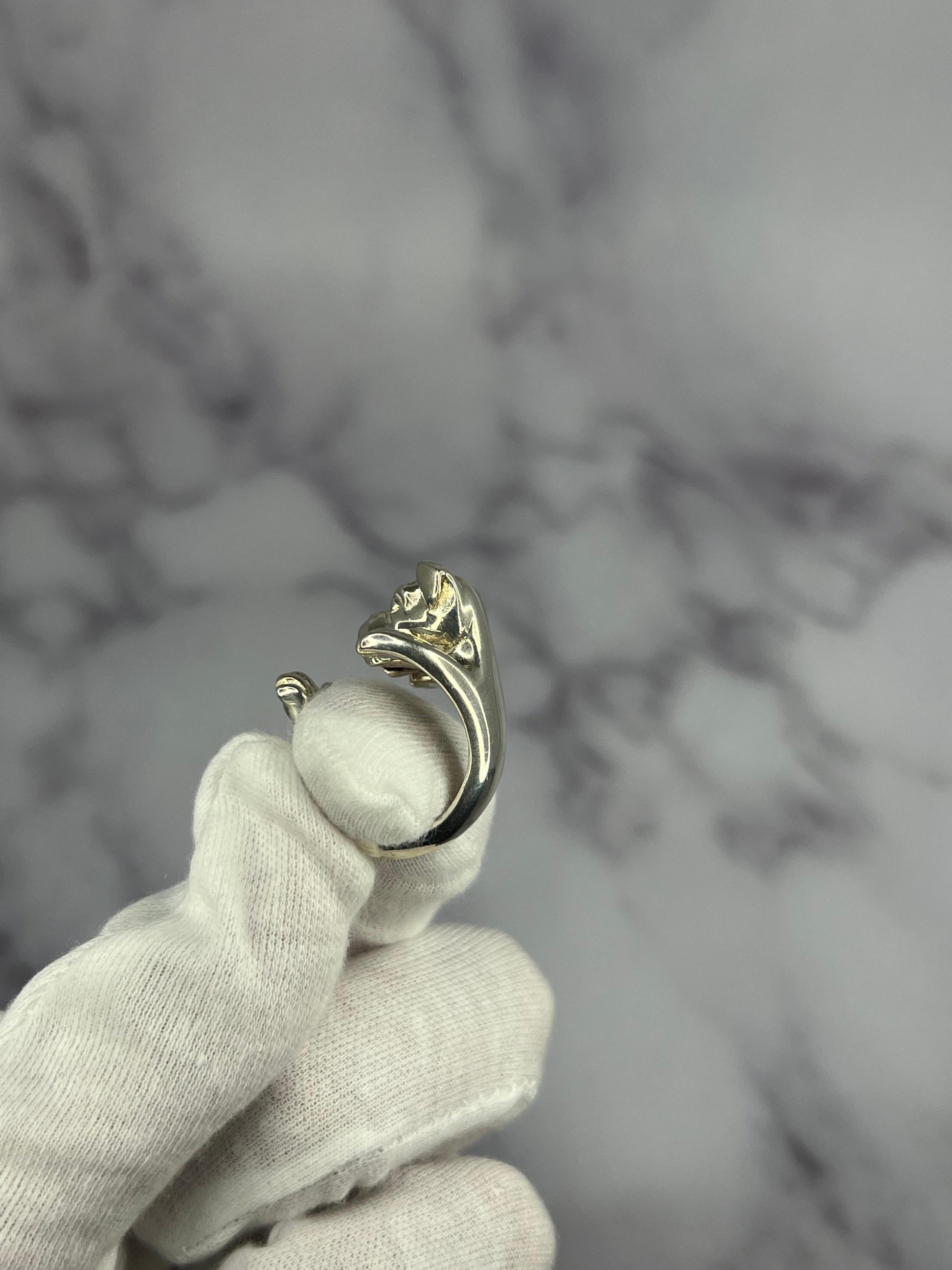925 Sterling Silver Dog Puppy Animal Nature Cute Boxer Open Hug Statement Ring