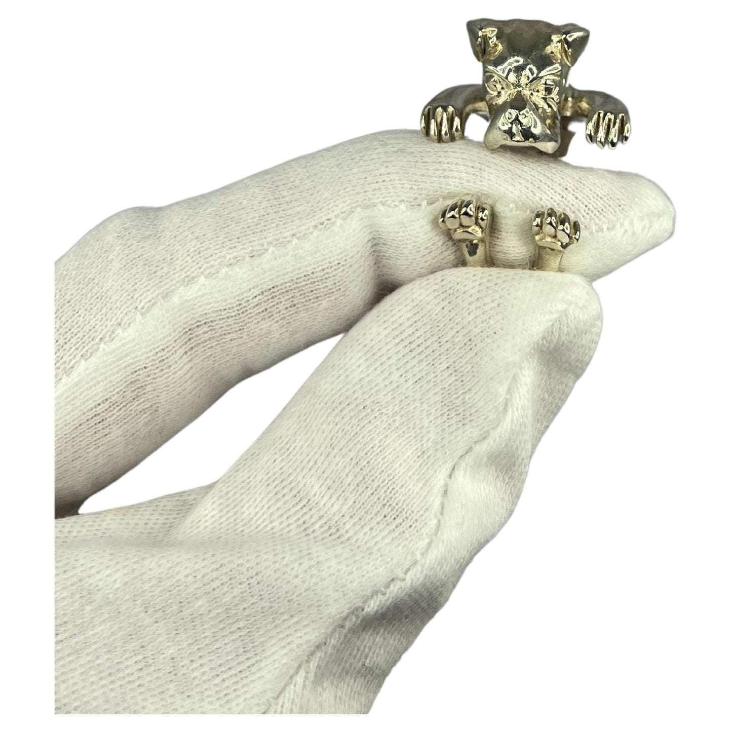 925 sterling silver dog puppy animal nature cute boxer open hug statement ring