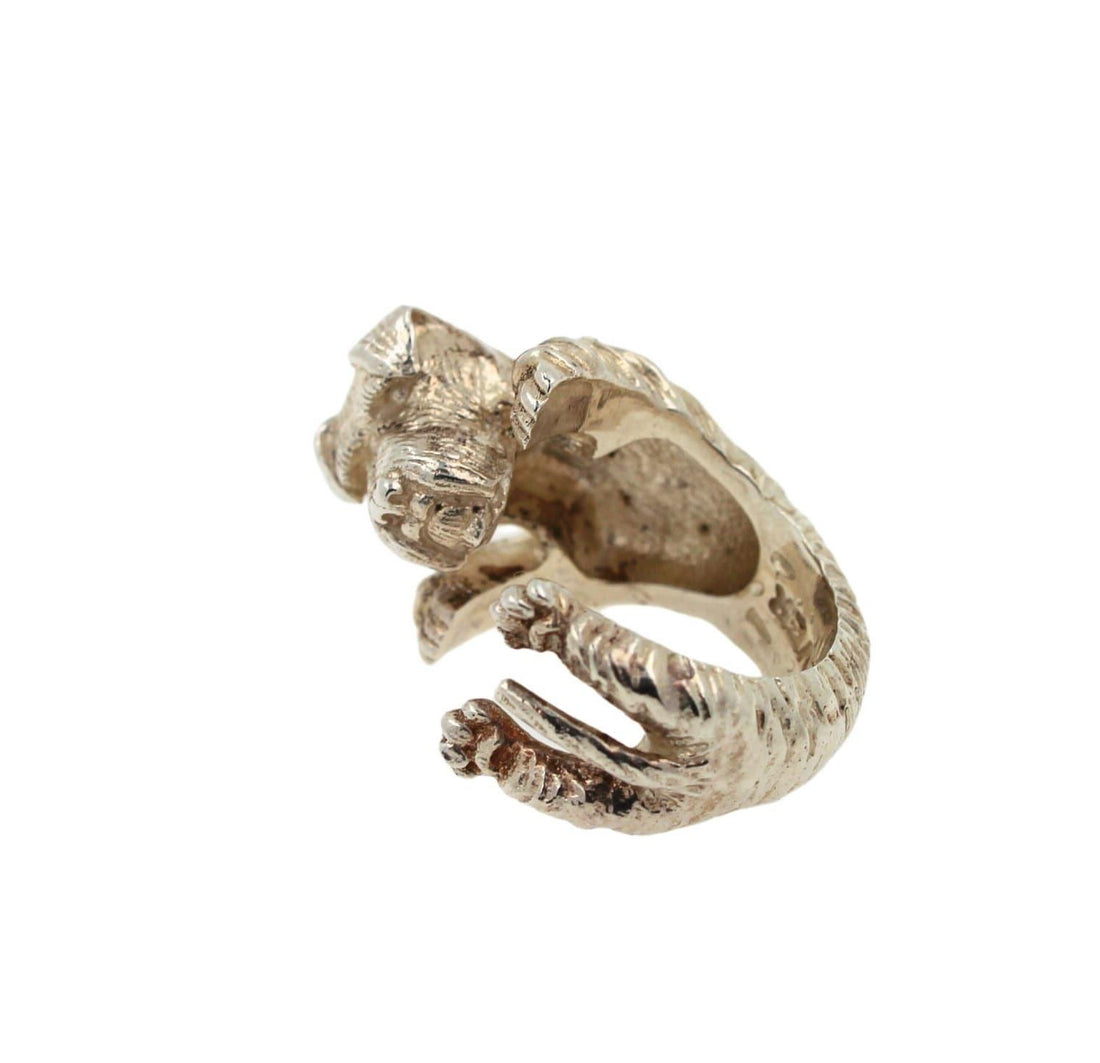 925 Sterling Silver Dog Puppy Animal Nature Cute Schnauzer Statement Open Hug Ri