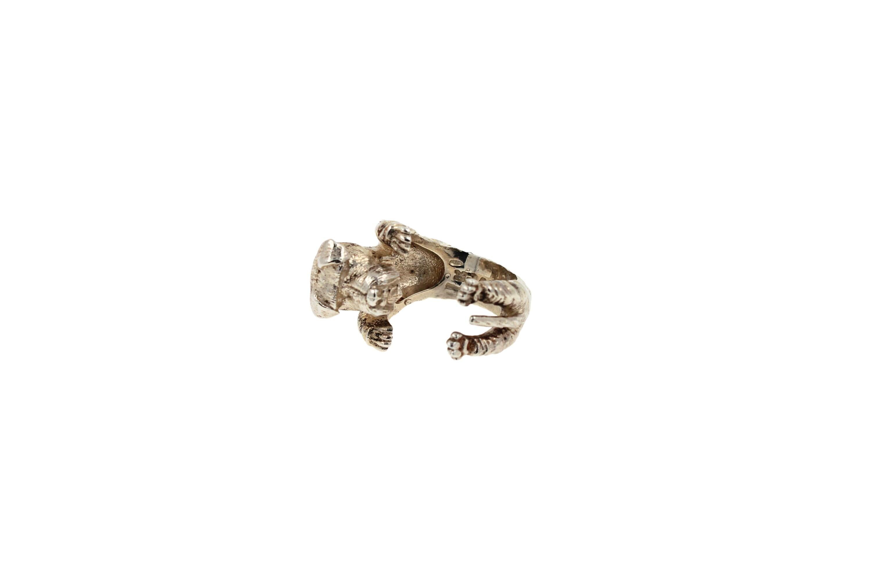 925 Sterling Silver Dog Puppy Animal Nature Cute Schnauzer Statement Open Hug Ri