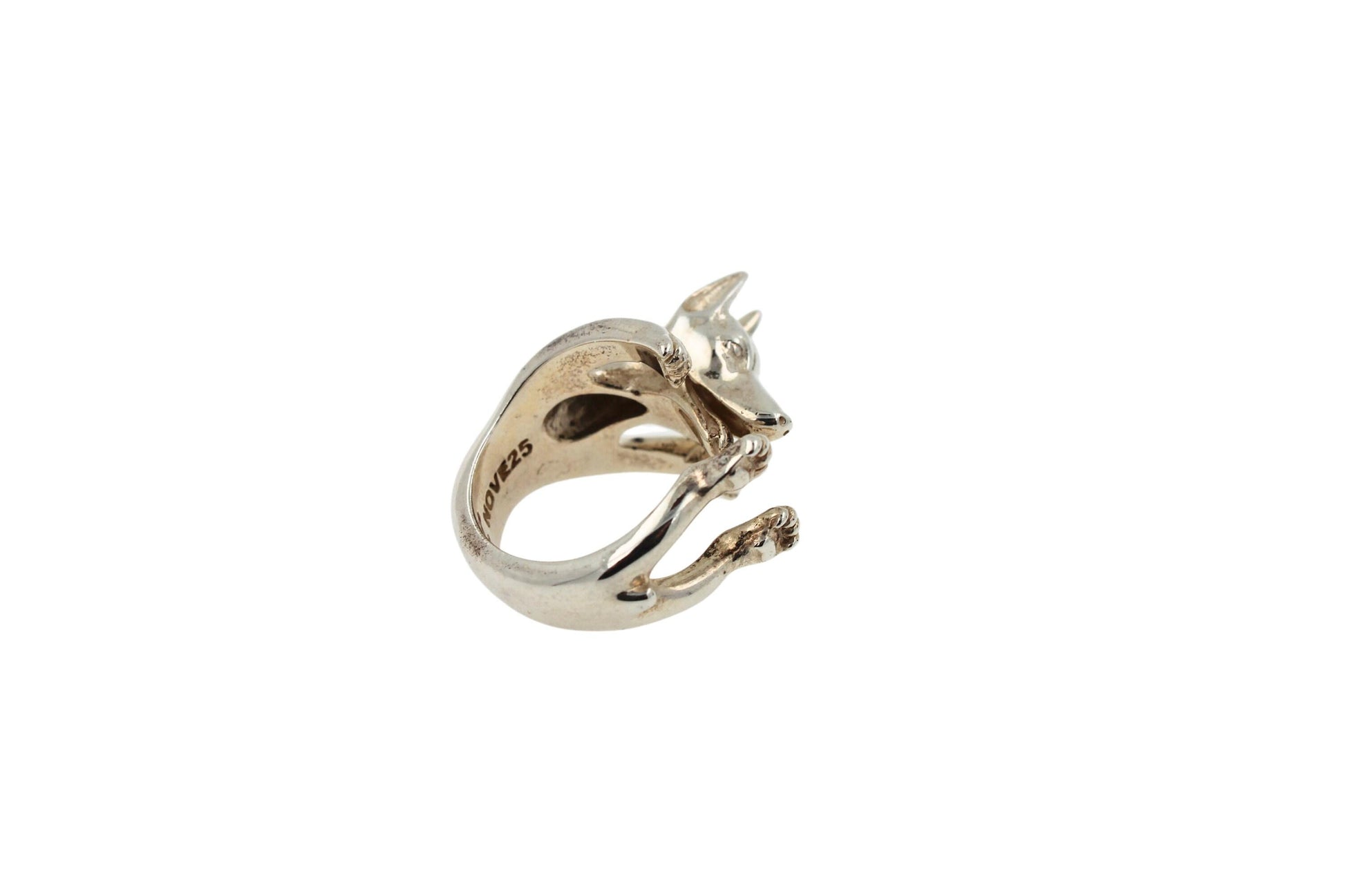 925 Sterling Silver Dog Puppy Animal Nature Doberman Statement Open Hug Ring