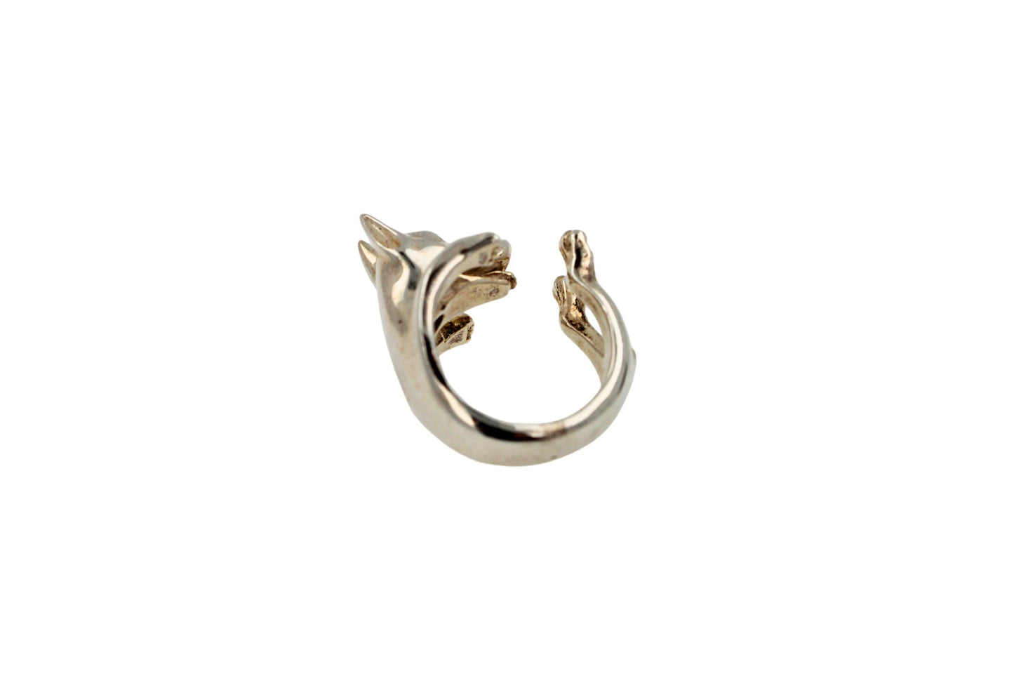 925 sterling silver dog puppy animal nature doberman statement open hug ring