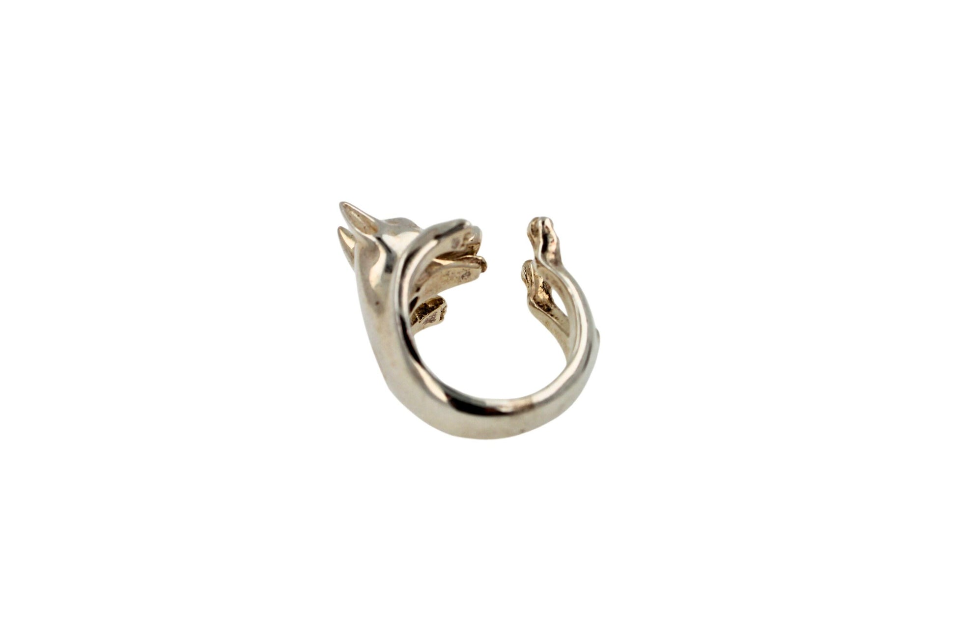 925 Sterling Silver Dog Puppy Animal Nature Doberman Statement Open Hug Ring