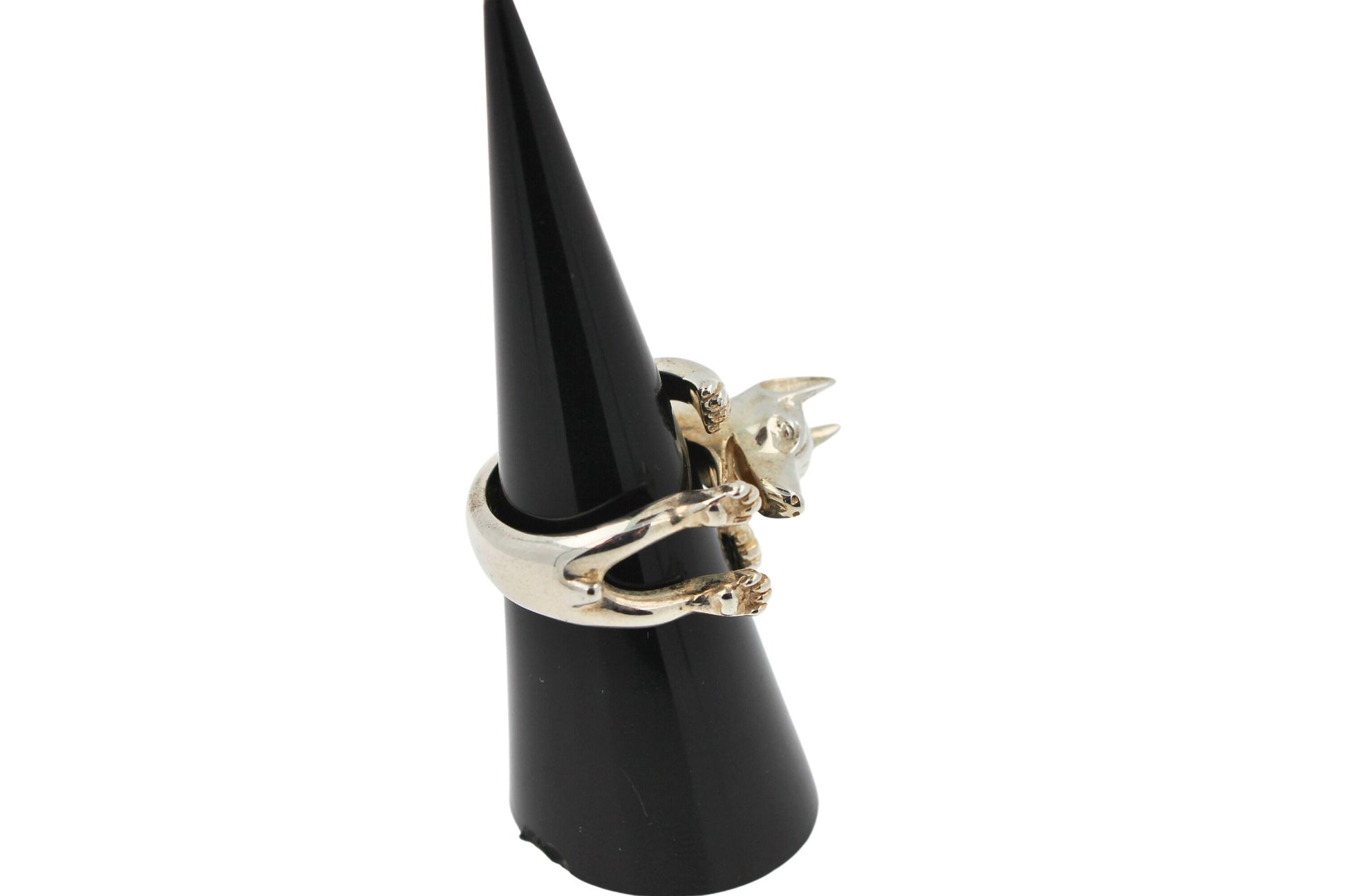 925 Sterling Silver Dog Puppy Animal Nature Doberman Statement Open Hug Ring