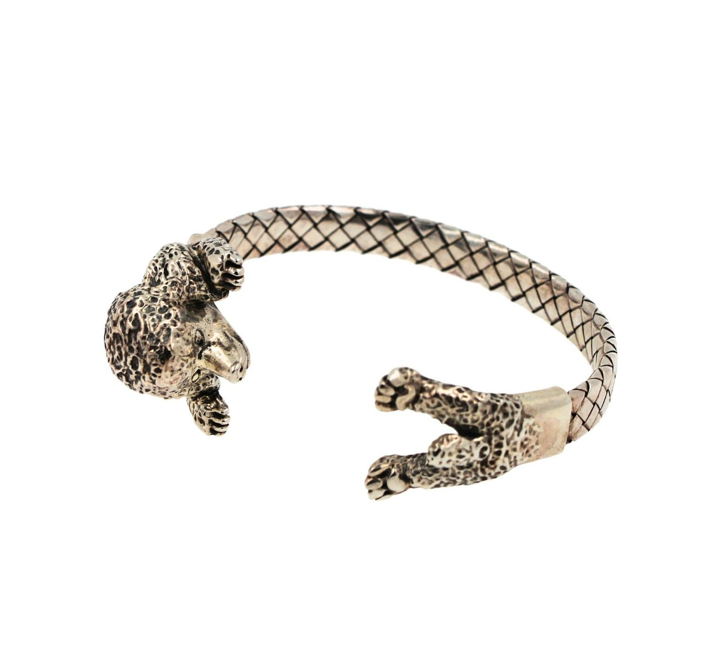 925 Sterling Silver Dog Puppy Animal Nature Hug Poodle Statement Bracelet Cuff B