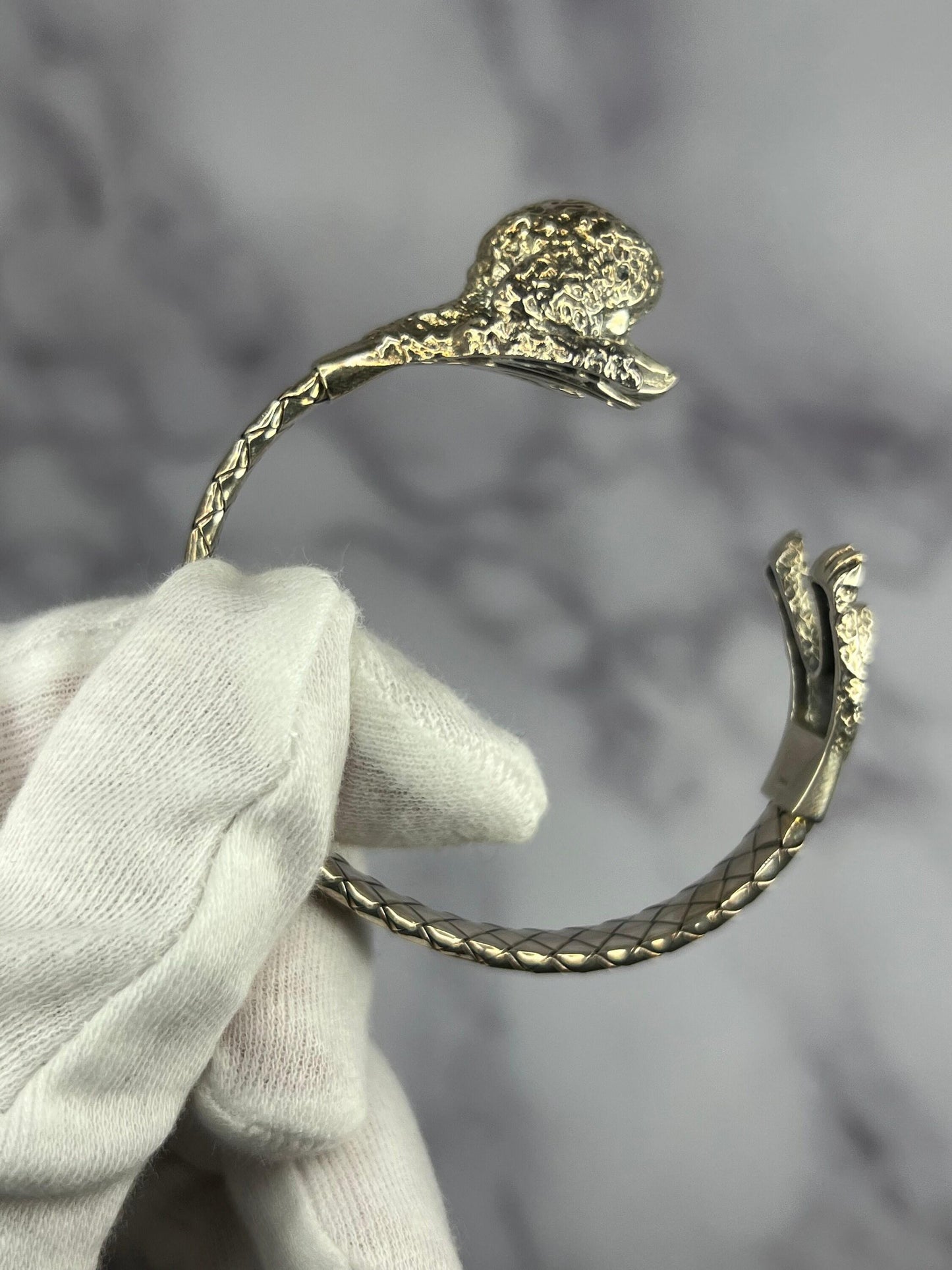 925 sterling silver dog puppy animal nature hug poodle statement bracelet cuff b