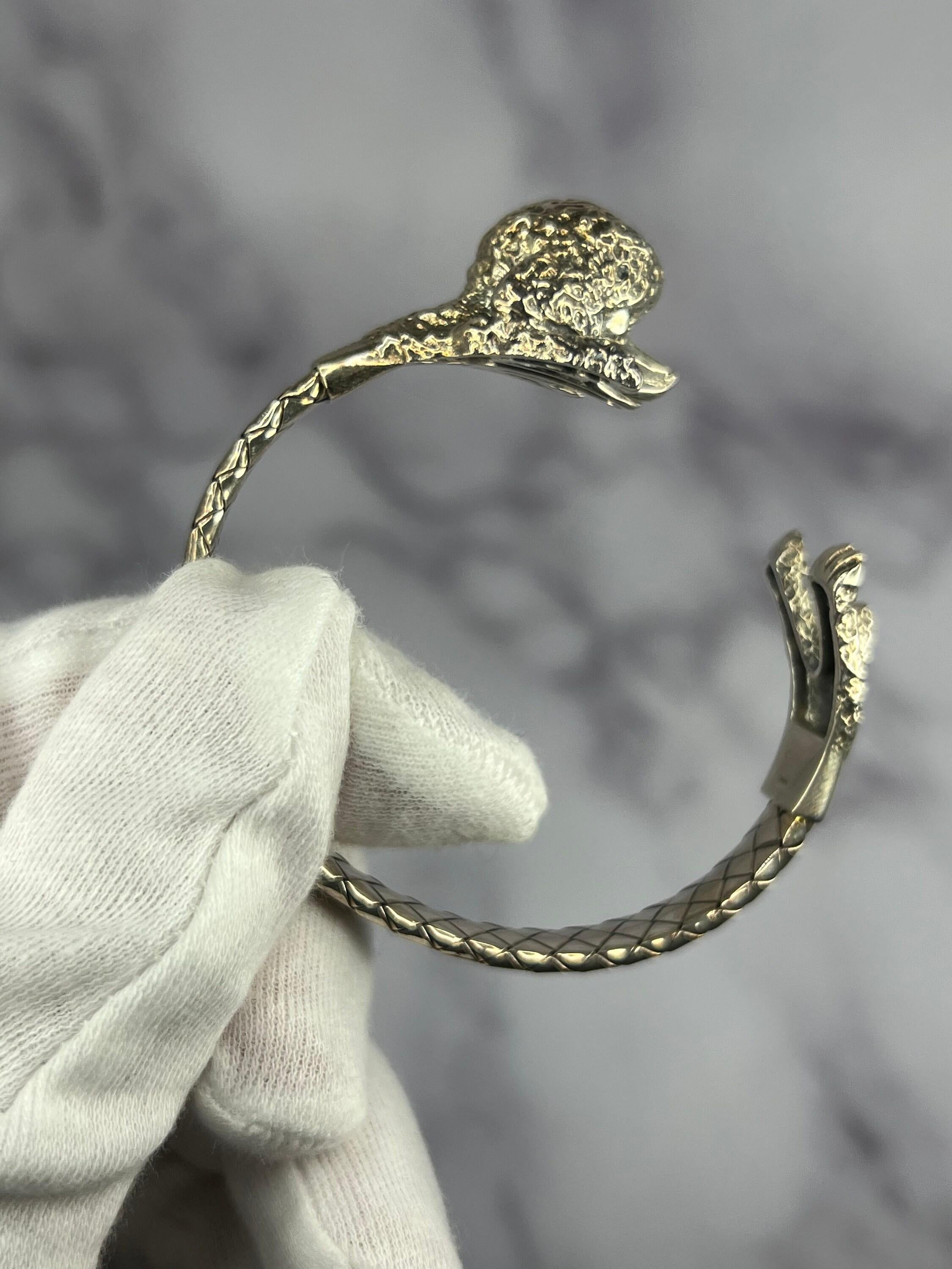 925 Sterling Silver Dog Puppy Animal Nature Hug Poodle Statement Bracelet Cuff B