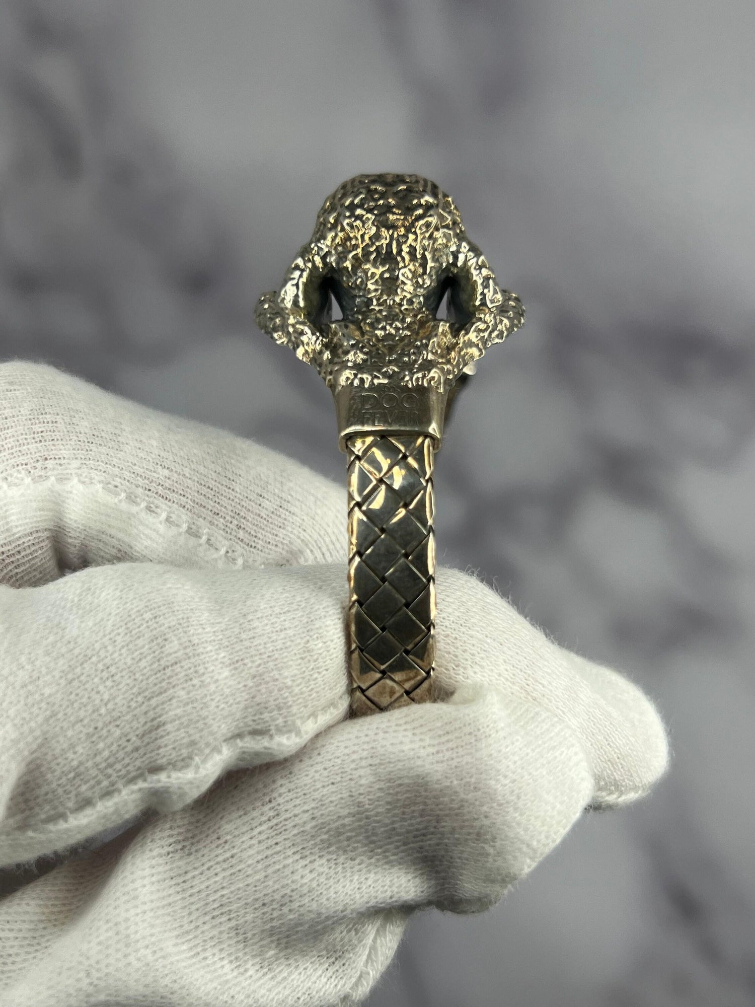 925 Sterling Silver Dog Puppy Animal Nature Hug Poodle Statement Bracelet Cuff B