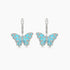 Blue Agate & Diamonds Butterfly Sweet 18K White Gold Drop Earrings