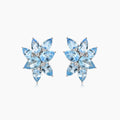 Pear Drop Shape Blue Aquamarines & Diamond 18K White Gold Earrings