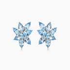 Pear Drop Shape Blue Aquamarines & Diamond 18K White Gold Earrings